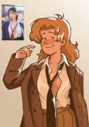 female front_view gearfou gearthefae genderswap_(mtf) open_shirt red_hair redhead_female reference_image rule_63 suit_and_tie the_adventures_of_tintin tintin