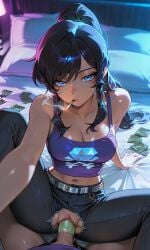 ai_generated cigarette cigarette_in_mouth class_of_'09 clothing condom condom_wrapper disinterested emotionless_sex female nicole_(class_of_'09) pussy ripped_pants smoking uninterested uninterested_sex vaginal_penetration