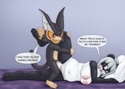 absurd_res anthro bear bed blush bodily_fluids cum cum_in_vagina cum_inside donkey_kong_(series) donkey_kong_bananza duo ear_piercing ear_ring english_text female furniture gefauz genital_fluids genitals giant_panda gold_(metal) gold_tooth harvey_(stiban) hi_res kong larger_female leg_glider_position leg_grab male male/female mammal nintendo nude penetration penis piercing primate pussy raised_leg ring_piercing scar sex size_difference smaller_male text vaginal_fluids vaginal_penetration vein veiny_penis void_kong