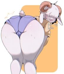 back_view big_ass big_breasts big_butt big_thighs big_titties breasts clothing curvaceous curvaceous_female curvaceous_figure curvy curvy_figure curvy_hips dayronz1 female female_focus female_only furry furry_female furry_only goat goat_girl horn original original_character short_hair white_fur white_hair