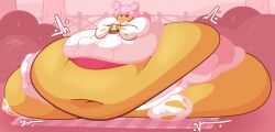 1girls blob cherry_blossom_cookie cherry_blossoms cookie_run eating fat fat_belly fat_female female immobile lifelinelemons obese obese_female overweight overweight_female picnic pink_hair squishypsycho weight_gain