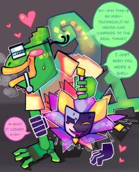 anal dialogue dimentio embarrassed francis_(super_paper_mario) furry green_skin incel interspecies jester nerd self_upload super_paper_mario sweat