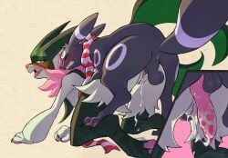 animal_genitalia animal_penis anthro anthro_on_feral anthro_penetrated anus ass balls biped black_body blush bodily_fluids canine_genitalia canine_penis clenched_teeth cum cum_in_vagina cum_inside duo eeveelution erection female female_on_feral female_penetrated feral feral_penetrating feral_penetrating_anthro fur generation_2_pokemon generation_9_pokemon genital_fluids genitals green_body green_fur hi_res knotting leaking_cum male male/female male_penetrating male_penetrating_female meowscarada multicolored_body nintendo pawpads penetration penile penile_penetration penis pink_body pokemon pokemon_(species) sex sky_(umbry_sky) sweat tail teeth tenebscuro umbreon vaginal_knotting vaginal_penetration vaginal_penetration vulva zoophilia