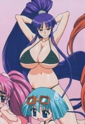 1girls arms_behind_head beautiful bedroom_eyes belly big_breasts bikini black_bikini blush child_bearing_hips cleavage curvy eiken erect_nipples fat_tits full_breasts hard_nipples heavy_breasts hips hips_wider_than_shoulders hourglass_figure huge_breasts kirika_misono light-skinned_female light_skin long_hair navel nipples nipples_visible_through_clothing perfect_body pointy_nipples ponytail purple_hair sexy skindentation smile thick thick_thighs tight_clothing top_heavy two-piece_swimsuit well_endowed wide_hips