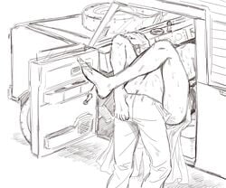 anal baakse car_seat cum_in_ass gay legs_grab male male/male male_focus male_only medic medic_(team_fortress_2) monochrome pants partially_clothed penetration sketch sniper sniper_(team_fortress_2) sweat team_fortress_2 van vehicle yaoi