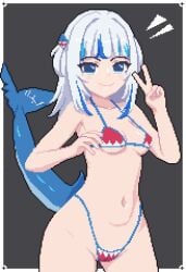 big_ass big_breasts big_butt big_thighs big_titties bikini blue_eyes breasts curvaceous curvaceous_female curvaceous_figure curvy curvy_figure curvy_hips female female_focus female_only gawr_gura hololive hololive_english hololive_myth looking_at_viewer pixel_art seiko093 shark shark_girl shark_tail short_hair virtual_youtuber vtuber white_hair