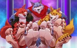 3rdharleyjoe anthro basil_(dragon_ball) bergamo canine crossed_feet dragon_ball dragon_ball_super feet foot_fetish furry lavender_(dragon_ball) male male_only wolf