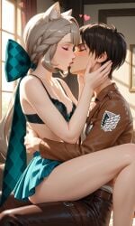 ai_generated attack_on_titan crossover eren_jaeger genshin_impact lynette_(genshin_impact)