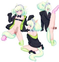 anal anal_sex androgynous burrrntlemon cat_ears cat_tail catboy clothing femboy lio_fotia maid_headdress male promare stockings thighhighs twink