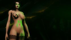 3d black_hair female_only green_eyes human human_(warcraft) human_(world_of_warcraft) nude original_character source_filmmaker stockings tattoo warlock warlock_(warcraft) world_of_warcraft zentaeron zentaria_blackwood