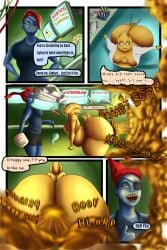 alphys alphys_(undertale) ass ass_bigger_than_head ass_expansion ass_focus ass_shake ass_up belly belly_expansion belly_inflation big_ass big_belly big_butt big_thighs blue_body blue_skin fart fart_cloud fart_everywhere fart_fetish farting farting_at_viewer laboratory laboratory_background laboratory_equipment undertale undyne undyne_(undertale) yellow_body yellow_skin
