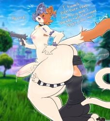 absurd_res anal anthro armpit_hair ass big_butt blush bodily_fluids body_hair breasts butt_grab calico_cat cate_meowdy clothed clothing digital_media_(artwork) domestic_cat duo english_text epic_games eroticbuni felid feline felis female female/female fortnite fur genital_fluids genitals gun gynomorph hair hand_on_butt hi_res intersex intersex/female mammal meow_skulls multicolored_body multicolored_fur nipples nude oral penis ponytail precum ranged_weapon rear_view rimming sex smile surprise surprised_expression sweat sweaty_butt tail tattoo text thick_thighs vein veiny_penis weapon white_body white_fur wide_hips