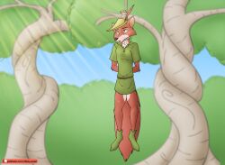 anthro bound canid canine clothed clothing death digital_media_(artwork) disney dizzyvixen execution footwear forest fox fur gore hands_behind_back hands_tied hands_tied_behind_back hanged hat headgear headwear hi_res male male_death mammal noose open_mouth outside plant red_fox robin_hood robin_hood_(disney) rope solo tail topwear tree true_fox