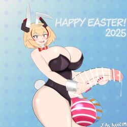 ass azur_lane balls big_ass big_breasts breasts bunny_ears bunnysuit censored easter easter_balls fangs futa_only futanari huge_cock intersex jackgrim penis penis_vein precum ribbon roon_(azur_lane)