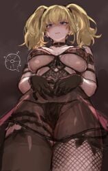 1girls absurd_res ani_(twitter) big_breasts black_dress black_lingerie blonde_hair breasts dress female female_focus female_only fertilization fishnet_legwear fishnets gothic grok_(x) grok_(xai) hi_res imminent_sex impregnation impregnation_request lingerie lingerie_only looking_at_viewer looking_down see-through see-through_clothing siropan_honjikomi solo thick thick_thighs thighs twintails twitter