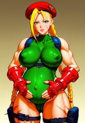 1girls ai_generated athletic athletic_female belly belly_button beret big_belly big_breasts blonde_female blonde_hair blonde_hair blonde_hair_female blue_eyes blue_eyes_female breasts cameltoe cammy_white capcom civitai female female_focus female_only fit fit_female green_leotard hands_on_belly hands_on_own_belly large_belly large_breasts leotard lips looking_at_viewer muscle_girl muscle_mommy muscular muscular_arms muscular_female muscular_legs muscular_thighs nipple_bulge pregnancy pregnant pregnant_belly pregnant_female puckout smile smiling smiling_at_viewer solo solo_female solo_focus street_fighter tight_clothing tight_fit twin_braids