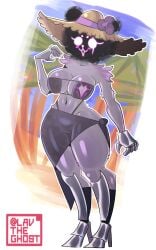 1girls beach bear_girl belly_button big_breasts big_thighs bikini blue_body blue_fur blue_skin boots breasts dark_hair entity female flower flower_in_hat fortnite fortnite:_battle_royale furry furry_female furry_only hawaiian_flower lavtheghost non-human palm_tree raven_team_leader sky square_bikini summer_hat sun_hat thick_thighs thighs thong wide_hips