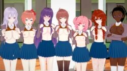 3d 7girls amy_(doki_doki_literature_club) big_breasts blep blue_eyes braided_hair braids breasts confident_female confident_smile coral_brown_hair coral_pink_hair dark-skinned_female dark_blue_eyes dark_green_hair dark_skin doki_doki_literature_club edit exposed_breasts fan_character female female_focus female_only flashing_breasts freckles freckles_on_breasts freckles_on_face freckles_on_legs friend_group glasses green_eyes group group_photo hair_ornaments high_ponytail human human_female human_only japanese_female koikatsu kotonoha_(doki_doki_literature_club) lifting_up_shirt light-skinned_female light_skin medium_breasts monika_(doki_doki_literature_club) natsuki_(doki_doki_literature_club) nervous_female pink_eyes pink_hair purple_eyes purple_hair red_bow red_hair red_hairclip red_ribbons sayori_(doki_doki_literature_club) shy shy_girl silver_hair small_breasts sticking_out_tongue sticking_tongue_out tiffany_(doki_doki_literature_club) tounge_out tsundere twin_braids twintails white_ribbon yellow_eyes yuri_(doki_doki_literature_club)