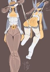 beige_pants countryhumans countryhumans_girl flowers laced_legwear panties stockings sunflowers sunhat ukraine ukraine_(countryhumans) wedgie white_panties