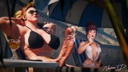 3d 3d_artwork aleksandra_zaryanova arm_tattoo aviator_sunglasses beach big_breasts big_cock big_penis bikini black_bikini black_bra black_swimsuit blizzard_entertainment blonde_hair blonde_pubic_hair breasts broad_shoulders chair closed_eyes cocktail cum cum_drip cum_dripping cum_dripping_from_penis cum_leaking cum_leaking_out_of_penis d.va drink female futanari girly hana_song huge_cock intersex large_breasts large_chest large_cock large_penis looking_at_another looking_at_genitalia looking_at_partner looking_at_penis massive_cock massive_penis muscular muscular_arms muscular_futa nyl_d.va nyl_zarya overwatch palm_tree parasol penis petite petite_body petite_breasts petite_female petite_girl petite_tits phone relaxed relaxing shadow sun_tanning sunglasses sunglasses_on_face sunny swimsuit tanning tattoo tattooed_arm toned_futa tropical umbrella under_shade veiny_penis zarya