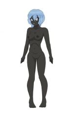 anime_style black_eyelashes blue_eyebrows blue_eyes blue_hair blue_hair_female breasts brown_skin brown_skinned_female coily coily_hair dark-skinned_female dark_skin dark_skinned_female feet female iron_black_skinned_female kaybur_(series) long_legs looking_at_viewer medium_breasts medium_hair melanistic melanistic_female nipples reference_image short_hair short_hair_female short_legs smirking smirking_at_viewer standing standing_position tanlines tanned tanned_female tanned_girl tanned_skin wide_nose zekorashe