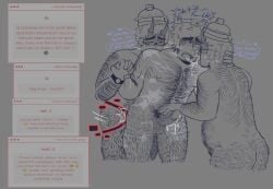 007n7_(forsaken) 3boys big_penis body_hair clone dialogue drool_string forsaken_(roblox) guest_1337_(forsaken) horns male male_only naked pegging penis precum precum_drip sandwiched scars scars_all_over silly_ensue strawpage_request