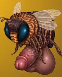 1boy 1insect ai ai_generated antennae_(anatomy) balls bee big_penis bug fat_balls feral flying hanging_penis huge_balls huge_cock humanoid_penis insect_penis insect_wings insectophilia insects low_hanging_balls male penis sagging_balls simple_background solo stinger stinger_penis testicles unusual_anatomy veiny_penis wings