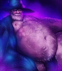 1boy beard belly_bigger_than_head bhm big_belly fat huge_belly male male_only obese obese_male open_robe overweight overweight_male robe robe_open sakkemix ssbhm white_beard wizard