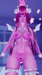dancing red_eyes red_hair shy submissive submissive_female succubus tagme video vrchat womb_tattoo