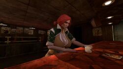 1girls 3d animated bar big_breasts breast_expansion breasts cd_projekt_red confusion exposed_breasts hair_tied huge_breasts human human_only indoors lactation large_breasts ledo4ek milk nipples no_sound outgrowing_clothes red_hair solo the_witcher the_witcher_(series) the_witcher_2 the_witcher_3:_wild_hunt triss_merigold video