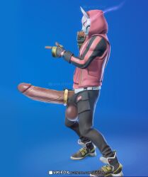 1boy cock_ring cockring drift_(fortnite) finger_gun fortnite fortnite:_battle_royale glowing_eyes gold_jewelry golden_cock_ring hyper hyper_penis male male_only mask masked masked_male muscular muscular_male nipples penis screenshot_edit screenshot_redraw shoes sneakers solo vikifox_(artist)