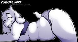 breasts dress_lift female furry lying_on_stomach toriel undertale underwear voidsdroids