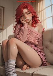 1boy ai_generated anus ass ass_focus balls femboy meybekity otoko_no_ko penis skirt trap yaoi