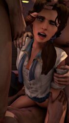 1girls 3boys 3d anal anal_penetration anal_sex bioshock bioshock_infinite blowjob booker_dewitt brown_hair cowgirl_position deathhandsfm double_penetration elizabeth_comstock father_and_daughter female female_penetrated hair_grab hand_on_hip incest light-skinned_female light-skinned_male light_skin male male_penetrating_female one_eye_closed oral partially_clothed penetration penis rape robert_lutece sex source_filmmaker vaginal_penetration vaginal_sex zachary_hale_comstock