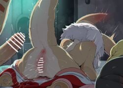 1boy 2girls animal_ears animal_tail anus ass ass_grab bar_censor bed bedroom blonde_hair blush braid brown_hair censor_bar censored censored_penis censored_pussy clothed clothed_female clothed_sex dagasi erection female fur furry furry_female furry_on_human grabbing_another's_ass grabbing_ass grabbing_from_behind grey_hair groping huge_cock juice long_ears long_hair lying lying_on_bed made_in_abyss male male/female multiple_girls nanachi night on_bed penis penis_grab pointy_ears pussy pussy_juice reg_(made_in_abyss) riko_(made_in_abyss) short_hair tail trembling twin_braids twintails white_hair