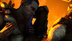 3d 3d_(artwork) alien alien_penis bara commander_shepard duo fellatio garrus_vakarian gay human male male/male male_only maleshep mammal mass_effect oral penis_kissing rooking sex turian video_games yaoi