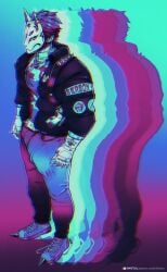 1boy abstract_background converse drift_(fortnite) fortnite fortnite:_battle_royale gun hair holster holstered_pistol holstered_weapon hyper hyper_bulge jeans laces latex male male_only mask masked_male muscular muscular_male pants piercing shoes solo tight_clothing untied_shoes vikifox_(artist)