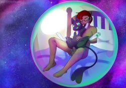 black_body black_fur blake_rothenberg bubble cosmic_background digital_media_(artwork) eyewear facial_hair female fur generation_1_pokemon glasses green_eyes grey_eyes hair hi_res human interspecies legendary_pokemon male mammal mew_(pokemon) nintendo penetration pokemon pokemon_(species) pokephilia psychic_energy pussy red_hair screamoshaymin signature space space_background vaginal_penetration