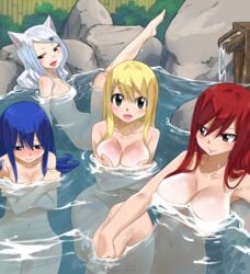 2019 4girls age_difference animal_ears artist_name bangs barefoot barely_visible_genitalia barely_visible_pussy bath bathing big_breasts blonde_hair blue_hair blush blushing breasts brown_eyes carla_(fairy_tail) cat_ears cat_girl catgirl censored charle_(fairy_tail) cleavage closed_mouth completely_naked completely_nude completely_nude_female convenient_censoring covering covering_breasts covering_self crossed_arms embarrassed embarrassed_nude_female erza_scarlet eyebrows_visible_through_hair eyelashes_visible_through_hair eyes_visible_through_hair fairy_tail female female_focus female_only flat_chest flat_chested gaston18 hair_between_eyes hair_ornament hairclip hand_on_leg happy huge_breasts large_breasts large_filesize leg_up long_hair looking_at_another looking_at_viewer looking_down lucy_heartfilia multiple_girls naked naked_female navel nekomimi nude nude_female one_leg_up onsen open_mouth outdoor_bathing outdoors partially_submerged pixiv red_hair shy sitting small_breasts smile tattoo thick_thighs tongue very_high_resolution water water_reflection wendy_marvell wet wet_hair white_hair wide_hips