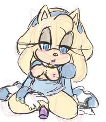 anthro blush breasts clothing dildo dress exposed_breasts female female_only hedgehog lidded_eyes lipstick mannequinkitty maria_robotnik maria_the_hedgehog nipples nudity pussy sex_toy solo sonic_(series) spread_legs vaginal_insertion vulva