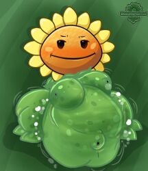 1girls anthro anthrofied ass belly belly_bulge blueytheplantlizard breasts digestion fat female female_pred flora_fauna plant plant_girl plant_humanoid plantie plants_vs._zombies plants_vs_zombies popcap_games pred pussy sunflower_(pvz) vore vore_belly