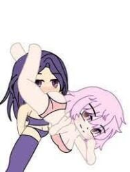 2girls ass ass_focus ass_in_face big_breasts breasts catfight female female_wrestler gacha headscissor thighs wrestling yuri