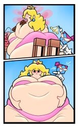 2girls bbw chubby chubby_female feeding female_only hypnosis mario_(series) nastasia princess_peach super_paper_mario superspoe weight_gain
