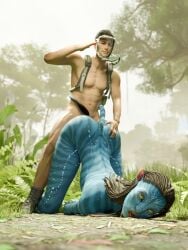 1boy 1girls 3d alien alien_girl athletic_female avatar female female_penetrated from_behind human human_penetrating interspecies larger_female light-skinned_male light_skin male na'vi neytiri penetration quick_e salute sex