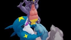 3d anthro anus ass belly big_man_(splatoon) erection garchomp gay handjob kneeling male male_only masturbation moobs oral oral_penetration orgy overweight pecs pectorals penis pokemon pokemon_(species) sharpedo shiny_skin snorlax splatoon tail thatsillyguy tiptoes
