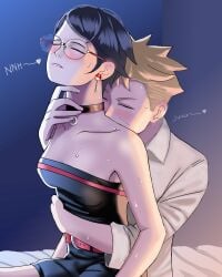 1boy 1girls artist_request boruto:_two_blue_vortex boruto_sex closed_eyes clothed clothed_female clothed_male female from_behind imminent_sex male messy_hair moaning moaning_in_pleasure naruto naruto_(series) rieru444 sarada_uchiha teenager_on_teenager uzumaki_boruto