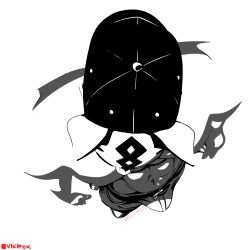 1boy backwards_baseball_cap baseball_cap bulge drift_(fortnite) fortnite fortnite:_battle_royale high_angle high_angle_view male monochrome naked nipples solo vikifox_(artist) white_background