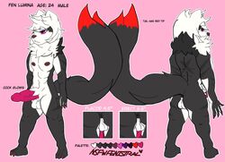 1male anthro balls canine erection fen_(nsfwfenistral) fluffy_hair fur male mammal milkiipetals model_sheet nipples nude penis simple_background solo tuft wolf