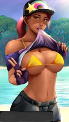 beach_bomber bikini breasts fortnite looking_at_viewer tagme