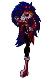 blue_fur boots clothed female female_only hedgehog_girl jmcchannel long_hair mobian_(species) red_eyes sonic.exe_(series)